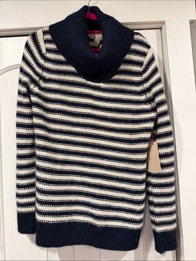 Banana Republic heritage nwt Navy‎ and Cream Striped Cowl Neck Sweater XL